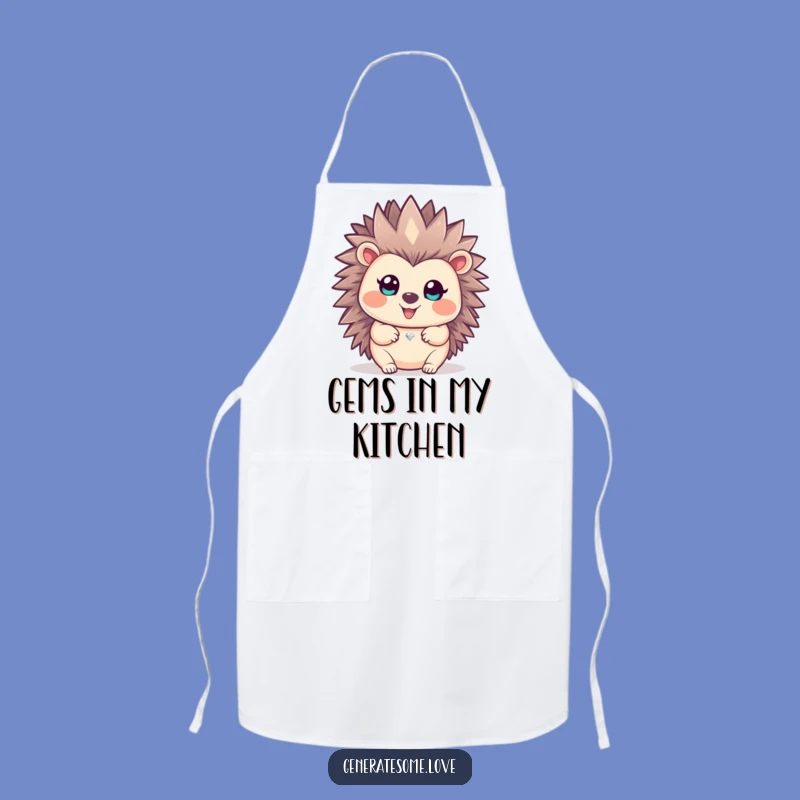 Funny Happy Hedgehog Gem Apron: Cook with Precious Style