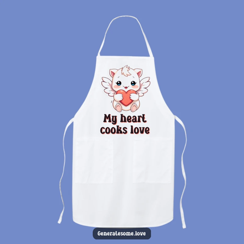 Funny Winged Creature Heart Apron: Cook with Love and Gentle Magic