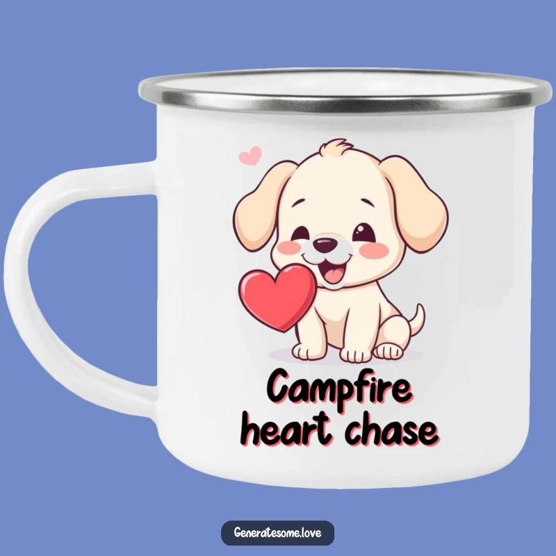 Funny Puppy Heart Catch Camping Mug: Outdoor Adventures & Dog Smiles