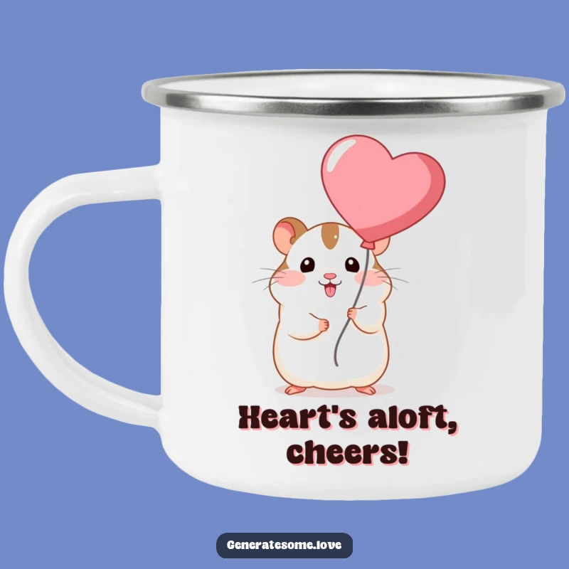 Funny Chubby Hamster Heart Balloon Camping Mug: Adventure with Humorous Love
