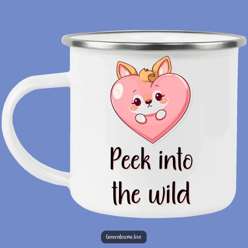 Funny Curious Animal Camping Mug: Peek-a-Heart Adventures with Warm Sips