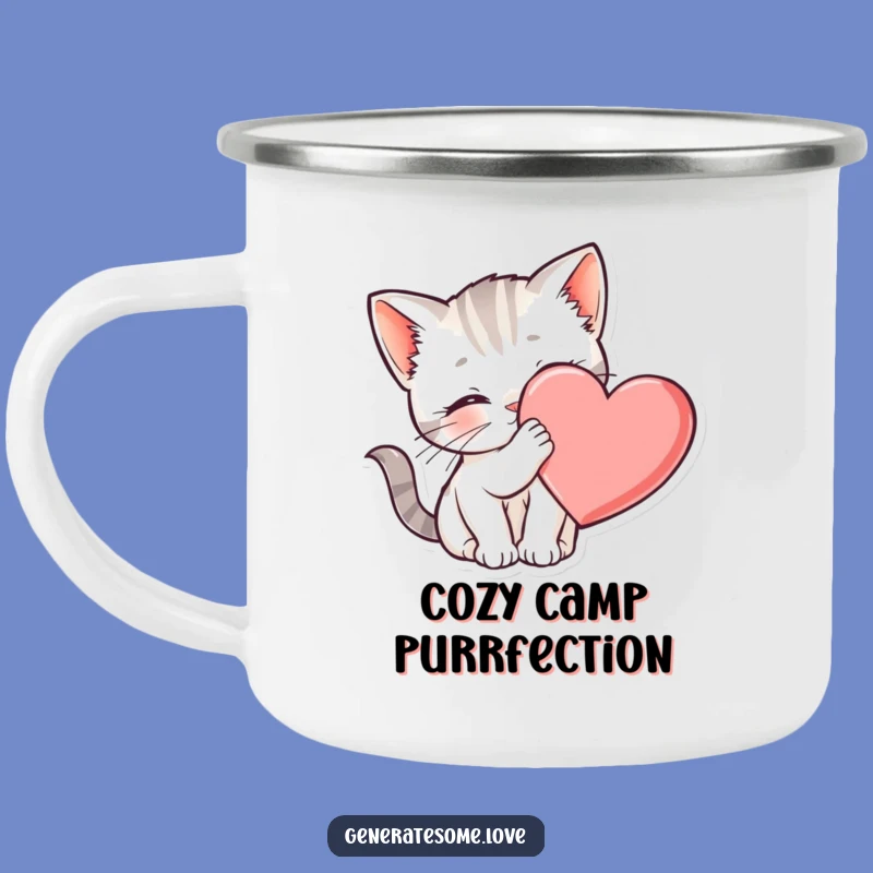 Funny Kitten Heart Camping Mug - Cozy Outdoor Drinkware