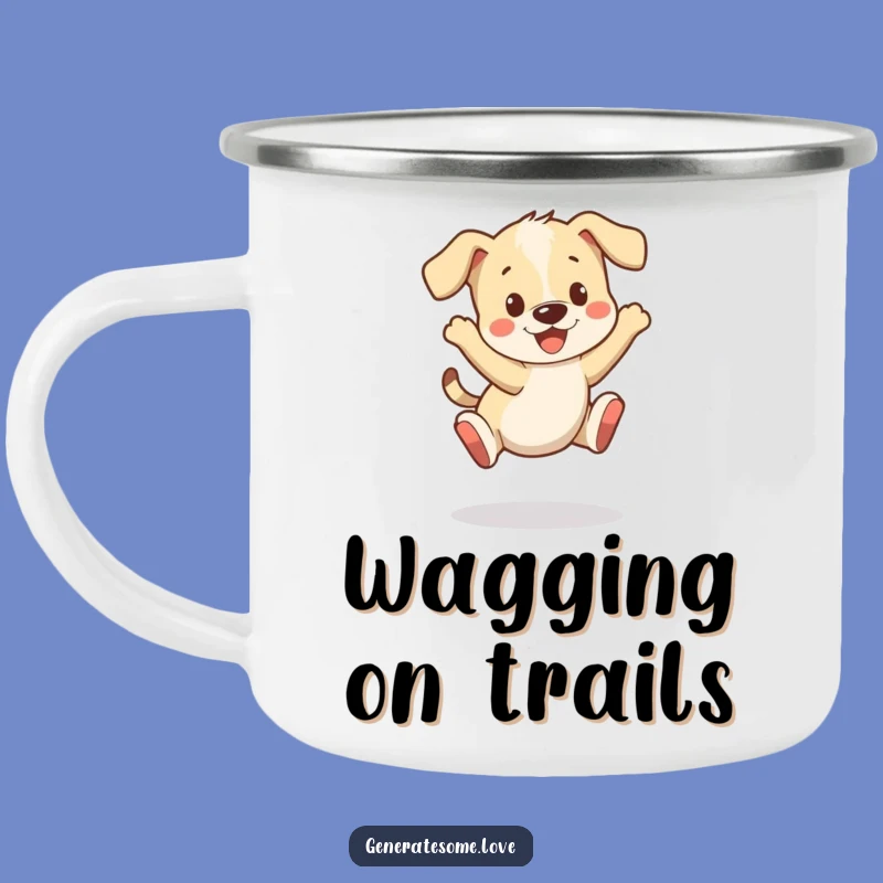 Funny Puppy Bounce Camping Mug: Adventure with Playful Character and Energy