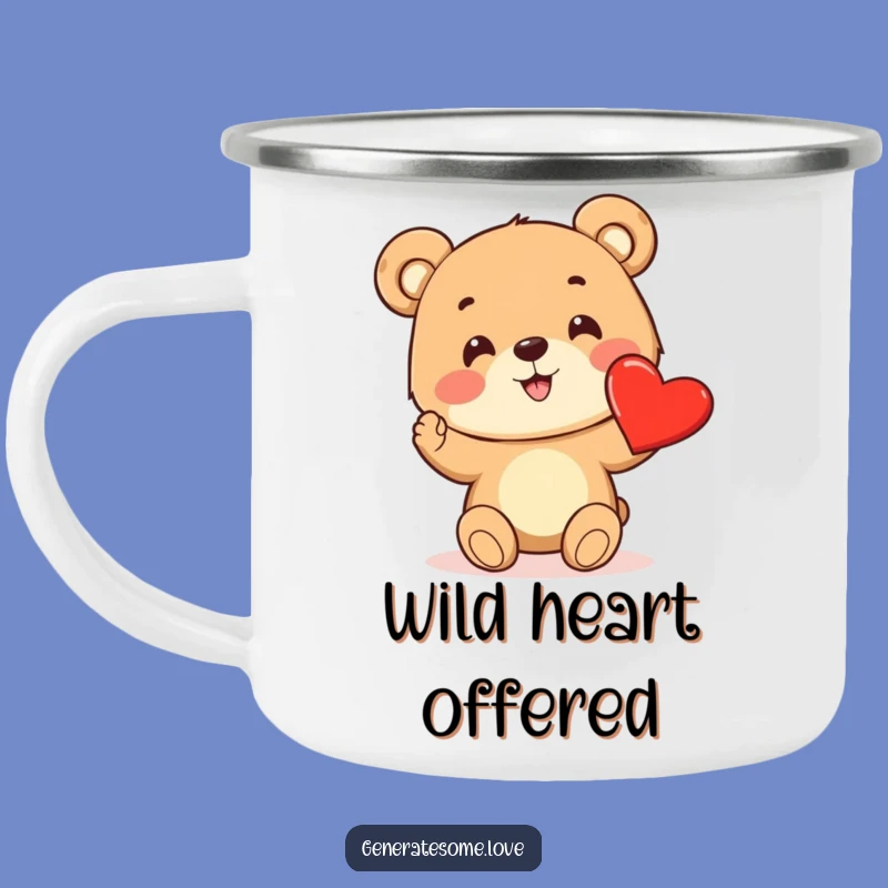 Funny Bear Cub Heart Camping Mug: Adventure with Cheerful Character and Love