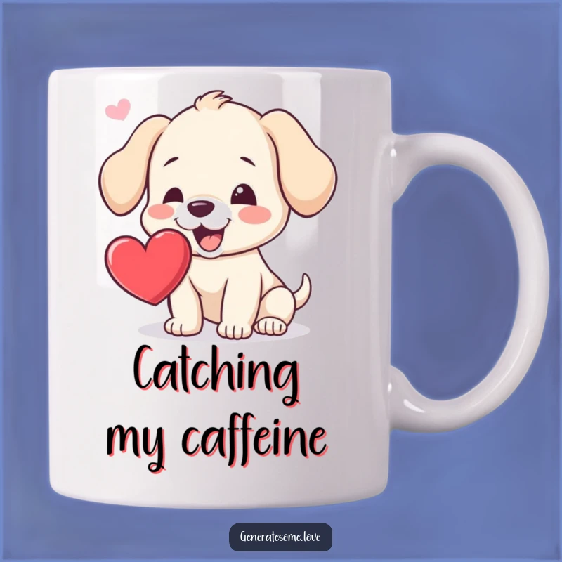 Funny Puppy Heart Catch Mug: Adorable & Cheerful Gift for Dog Lovers