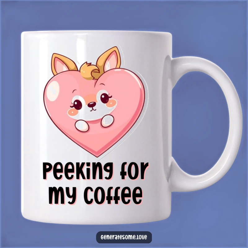 Funny Curious Animal Mug: Peek-a-Heart Surprise, Hilarious Gift Choice