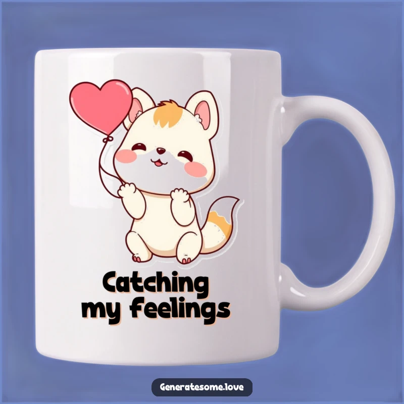 Funny Playful Animal Heart Catch Mug: Adorable Fun Gift