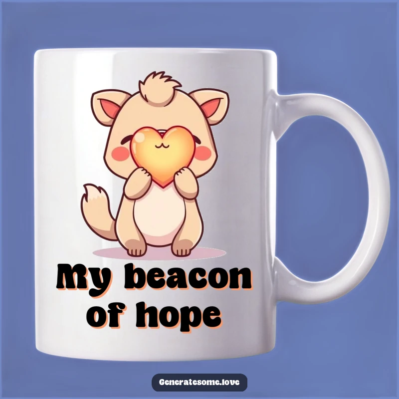 Funny Hopeful Animal Mug: Glowing Heart, Uplifting Gift for Cherished Moments