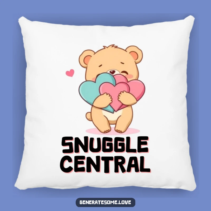 Funny Hugging Hearts Bear Pillow: Cozy Comfort, Sweet Funny Gift!