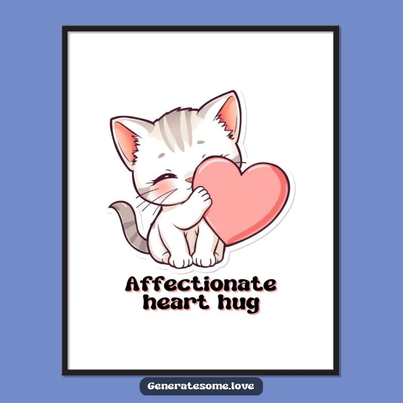 Funny Kitten Heart Digital Art - Instant Cat Lover Gift Download