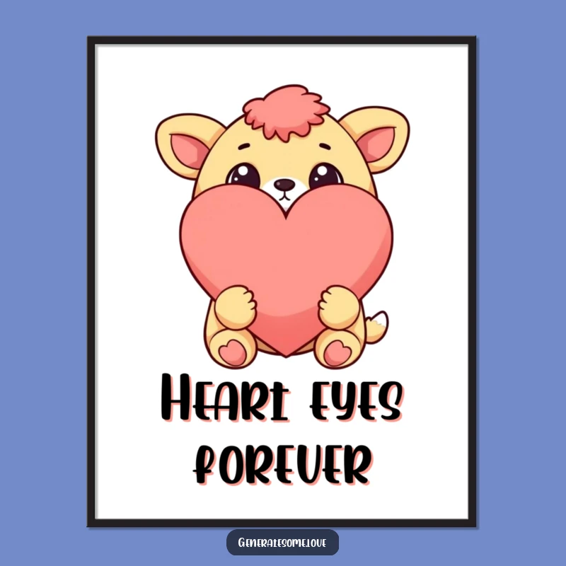 Funny Cheerful Animal Heart Digital Art: Instant Loving Decor