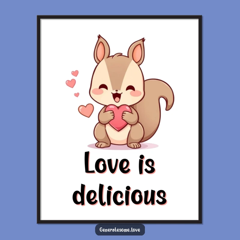 Funny Squirrel Heart Digital Art: Instant Happy Decor
