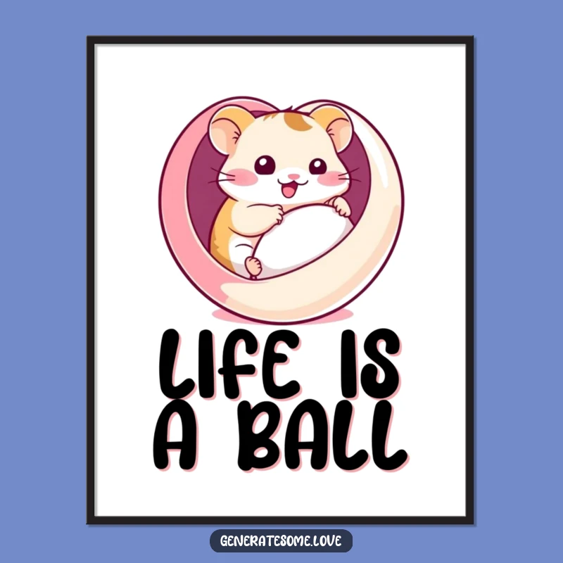 Funny Hamster Heart Ball Digital Art: Instant Joyful Decor
