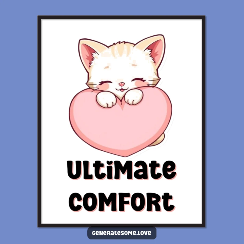 Funny Kitten Digital Art: Cozy Heart Decor, Instant Cute Gift