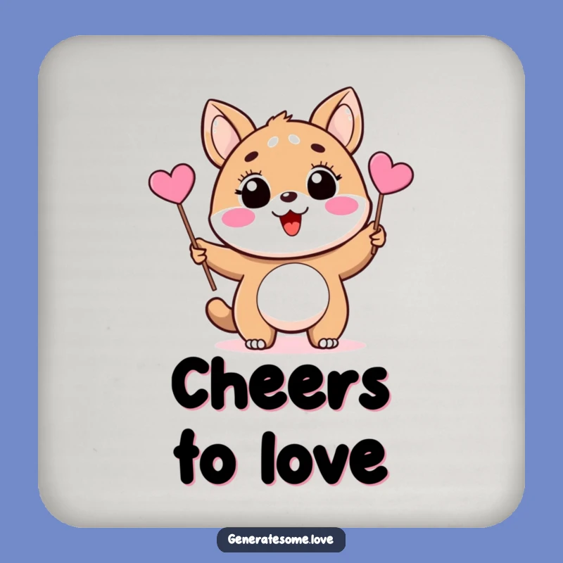 Funny Animal Heart Flag Drink Coaster: Protect Your Surfaces with Cute Love!