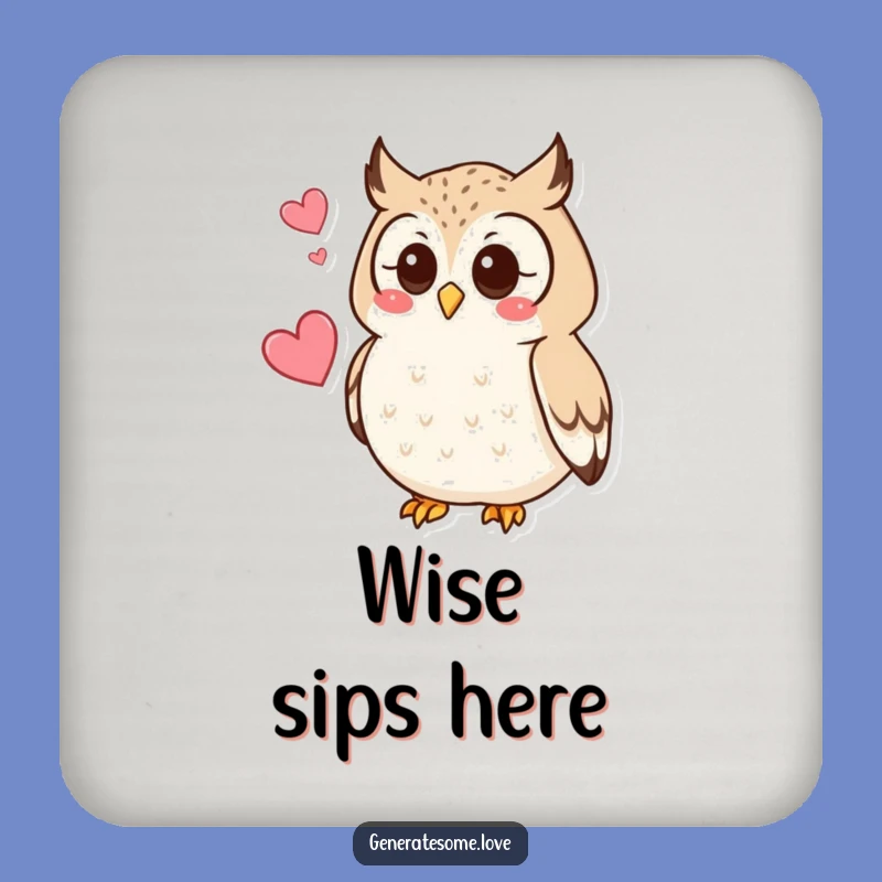 Funny Coasters: Owl Heart Hoot, Protect Surfaces with Wisdom