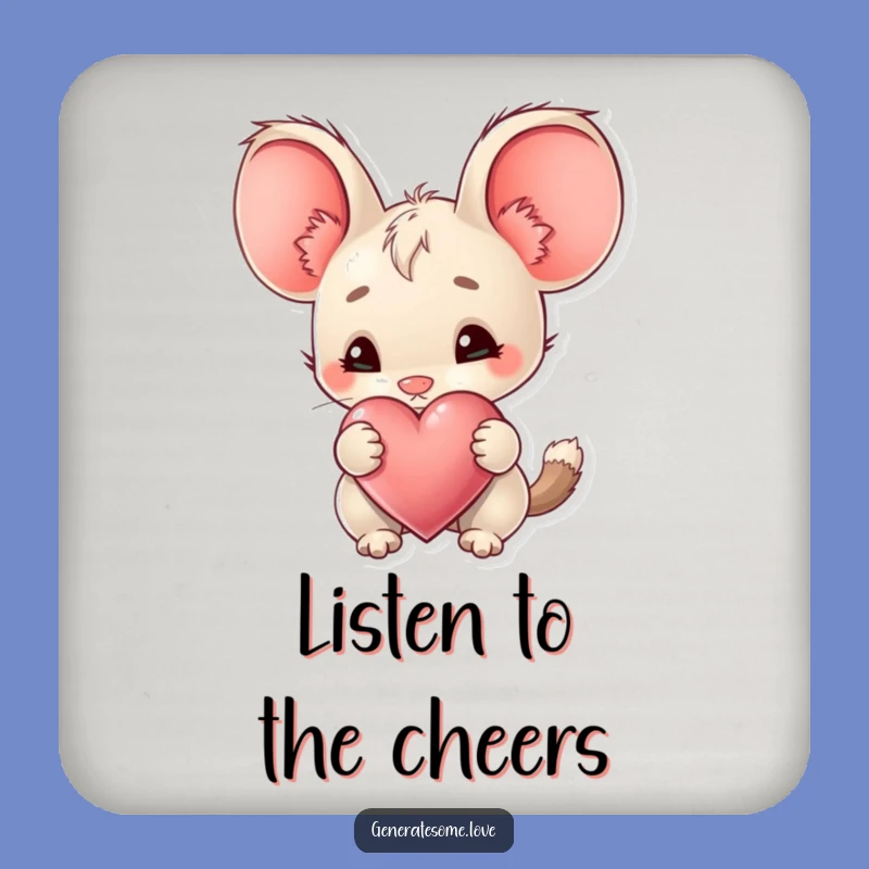 Funny Big Ear Creature Heart Coaster: Protect Surfaces with Curious Charm