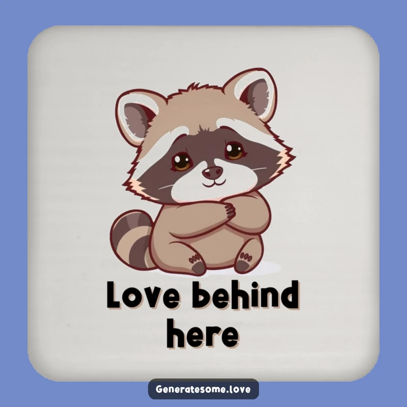Funny Curious Raccoon Heart Coaster: Protect Surfaces with Playful Charm