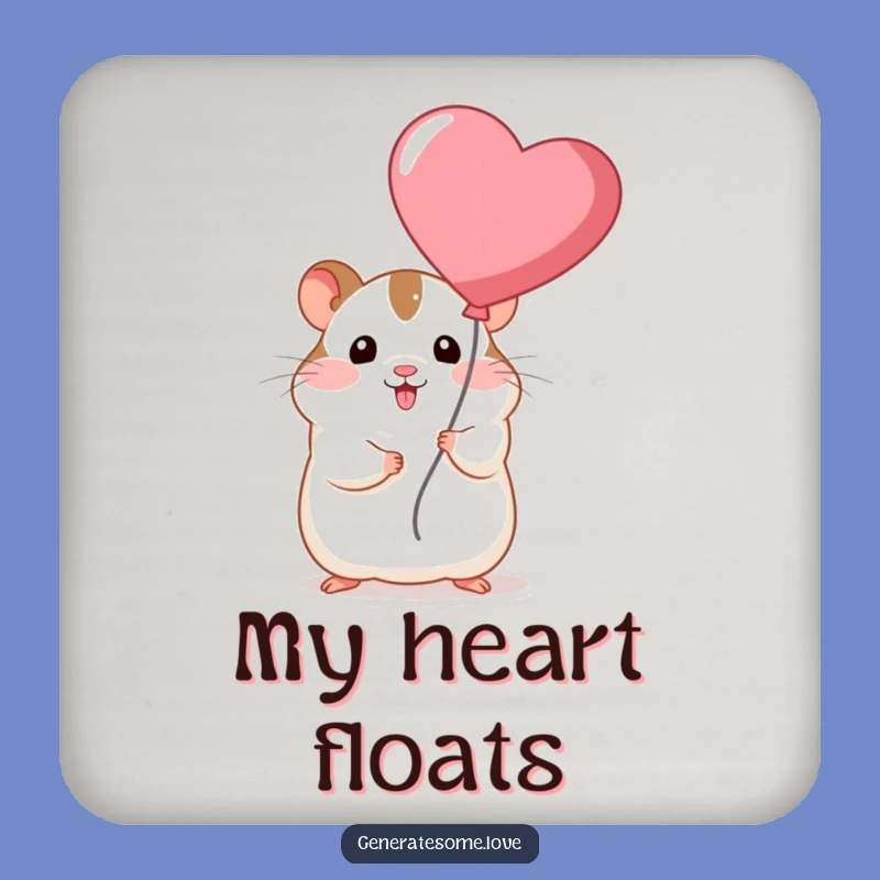 Funny Chubby Hamster Heart Balloon Coaster: Protect Surfaces with Humorous Charm