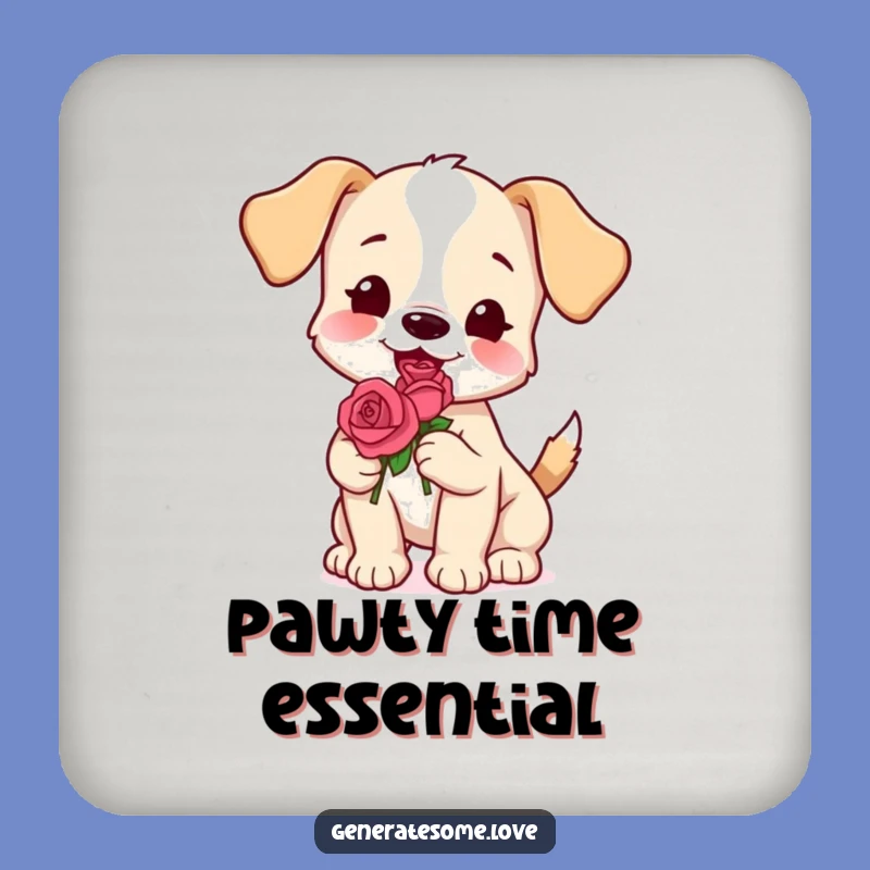 Funny Puppy Rose Coasters - Protect Surfaces With Canine Charm