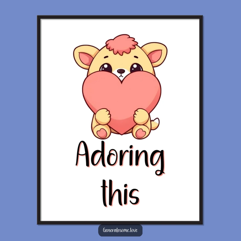 Funny Cheerful Animal Heart Art Poster: Sweet Decor for Your Walls