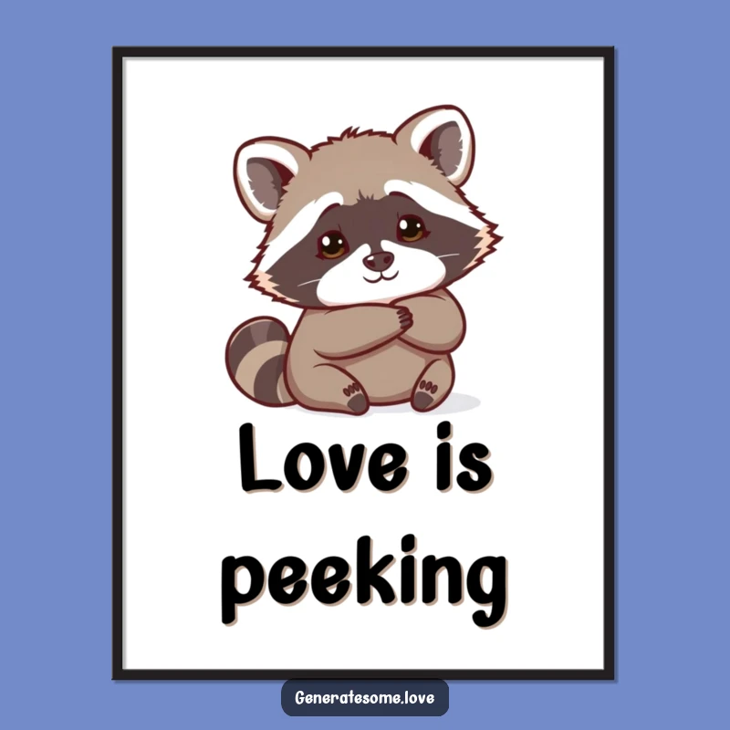 Funny Curious Raccoon Heart Poster: Playful Wall Art for Humor Enthusiasts