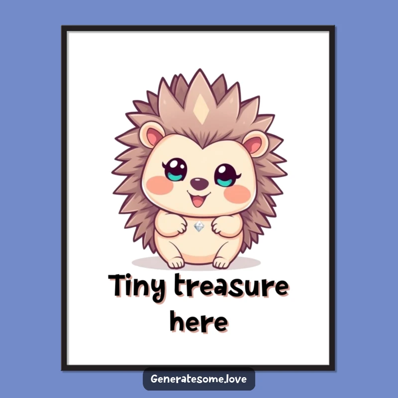 Funny Happy Hedgehog Gem Poster: Add Sparkle to Your Wall Art