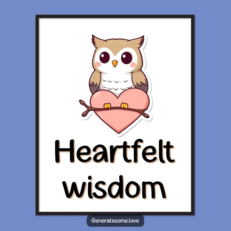 Funny Owl Heart Poster: Whimsical Art for a Lovable Home