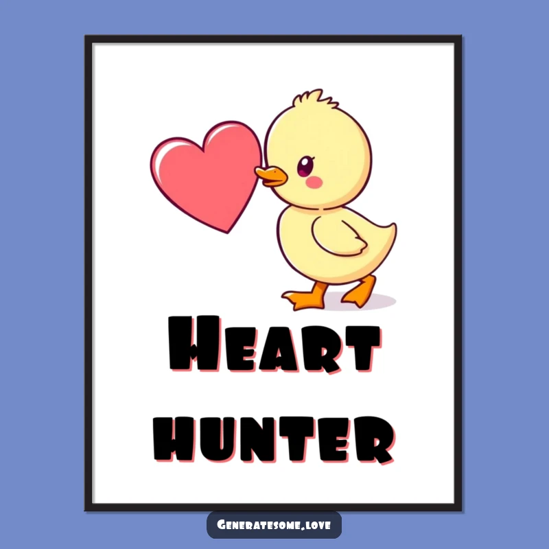 Funny Duckling Heart Poster: Adorable Wall Art for Love
