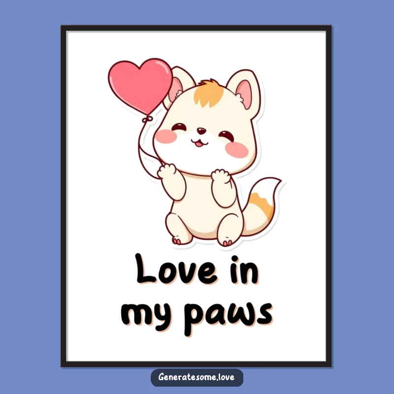 Funny Playful Animal Heart Art Poster: Catchy Decor for Your Walls