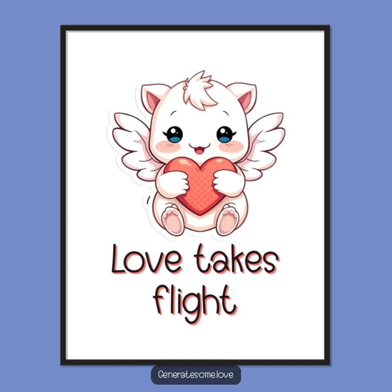 Funny Winged Creature Heart Poster: Decorate with Enchanting, Gentle Love