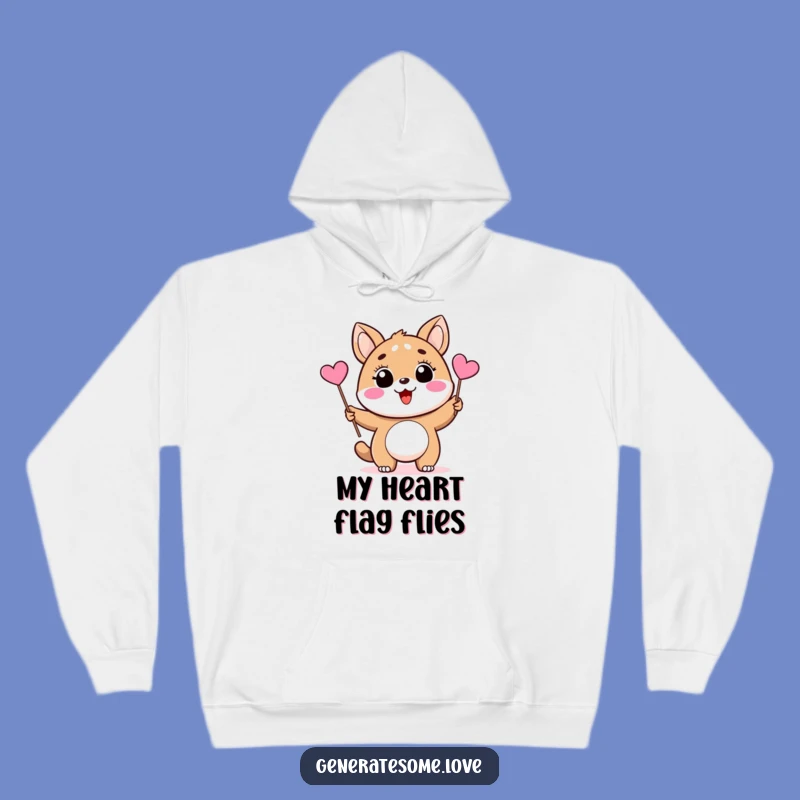 Cozy Funny Animal Heart Flag Hoodie: Snuggle Up with This Lovable Design!