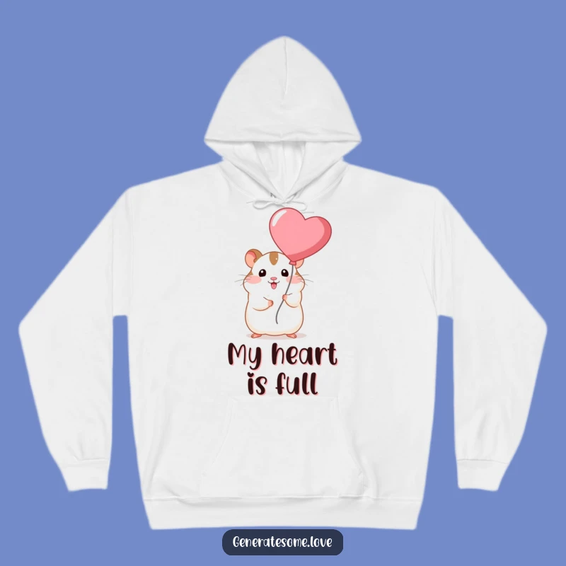 Funny Chubby Hamster Heart Balloon Hoodie: Cozy Up with Humorous Charm