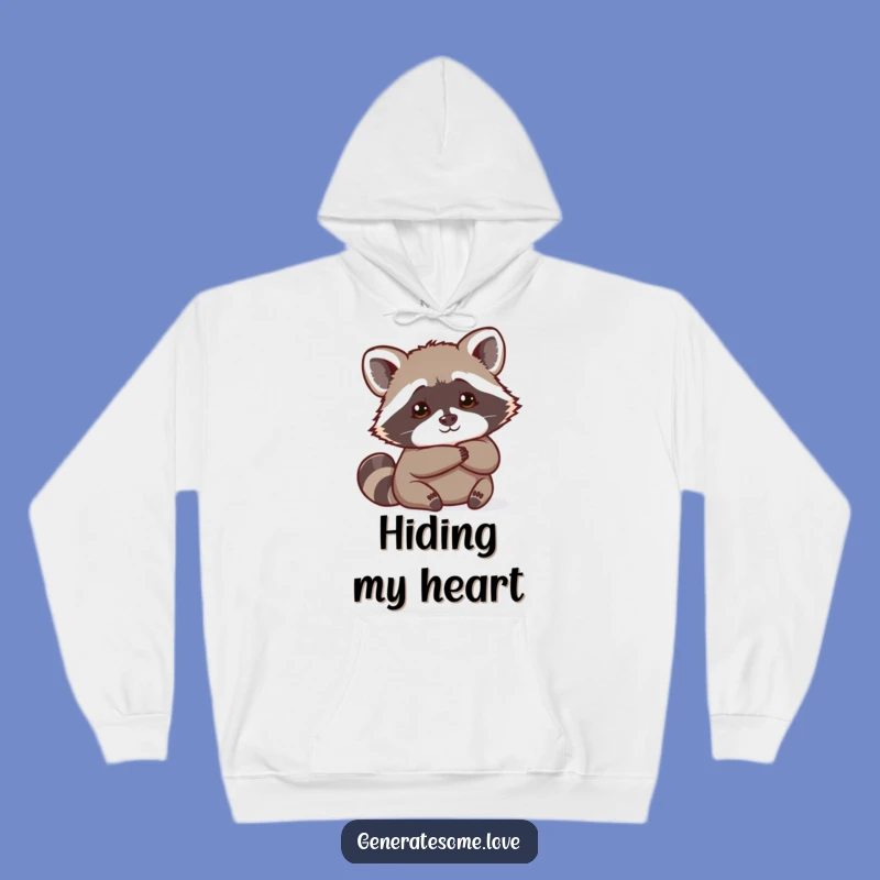 Funny Curious Raccoon Heart Hoodie: Cozy Mystery and Humorous Warmth