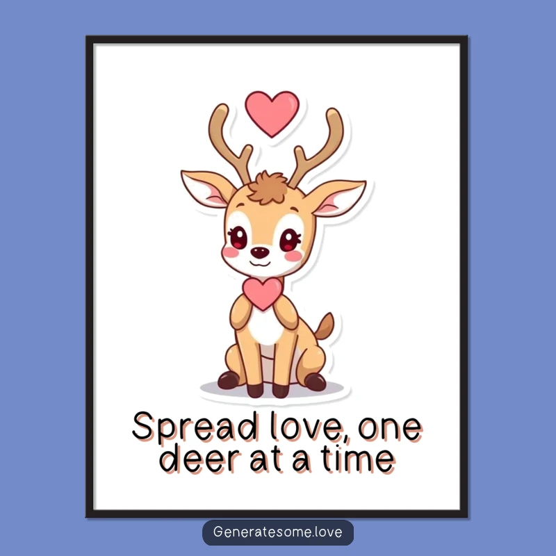 Free Printable Wall Art: Deer with Heart, Elegant Downloadable Decor for a Touch of Love