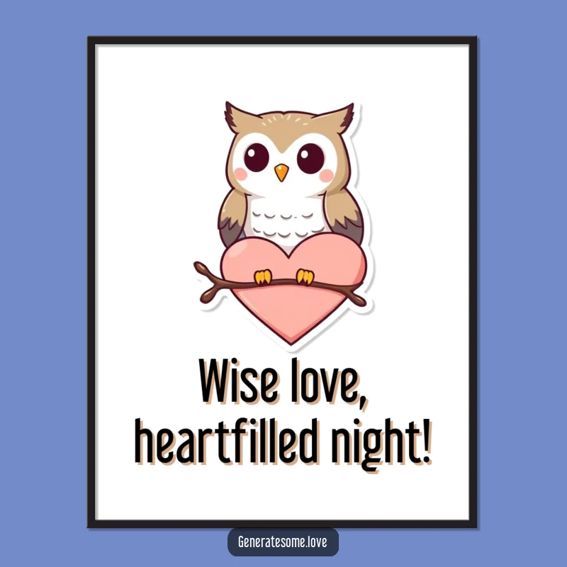 Funny Free Printable Wall Art: Happy Owl Heart Decor Downloadable Art