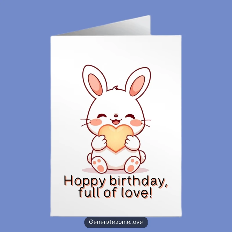 Free Printable Birthday Card: Joyful Bunny with Heart, Loving & Funny Downloadable Greeting for Smiles