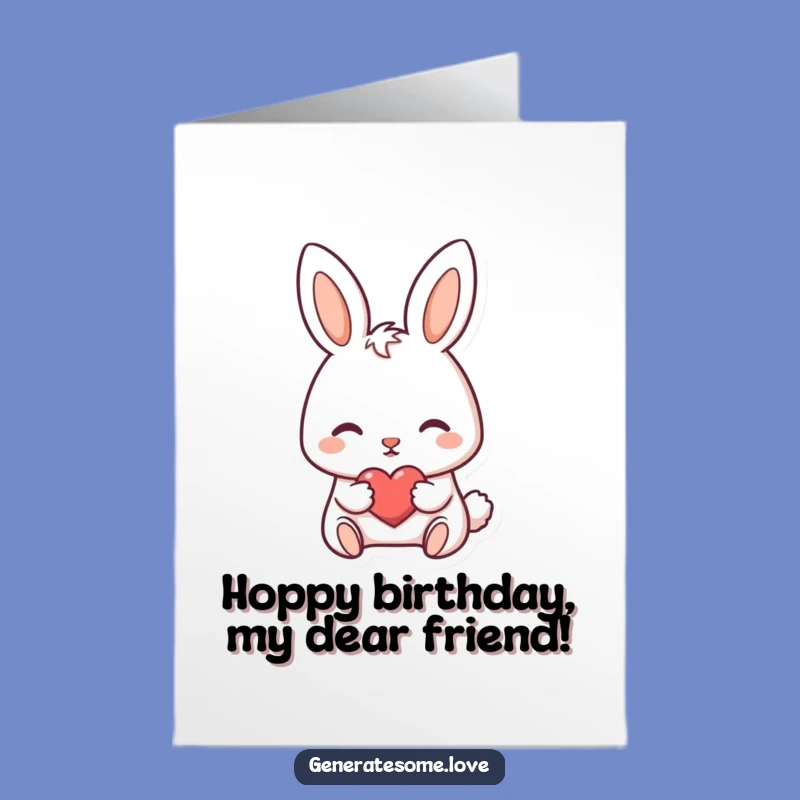 Free Printable Birthday Card: Bunny Heart Nudge Funny Downloadable Greeting
