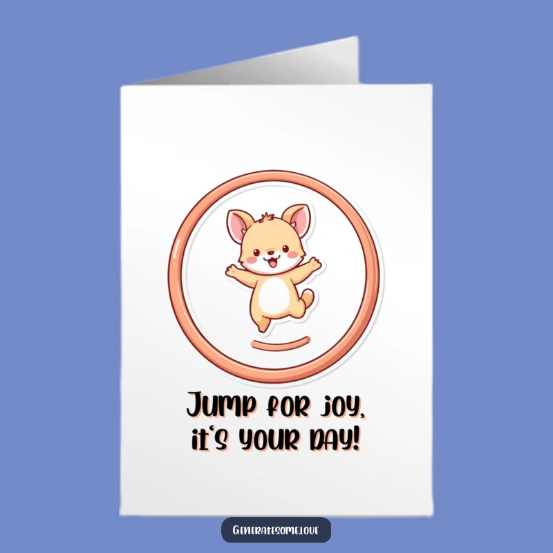 Joyful Free Printable Birthday Card: Tiny Animal Leaps Through Heart Hoop