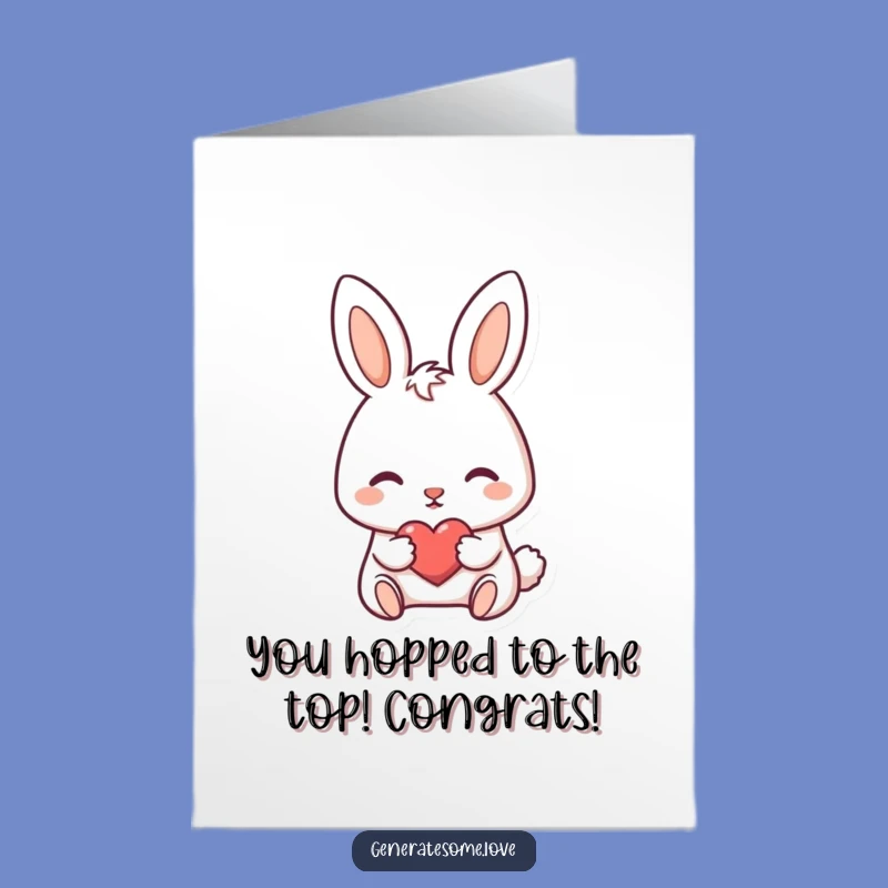 Free Printable Congrats Card: Bunny Heart Nudge Funny Downloadable Greeting