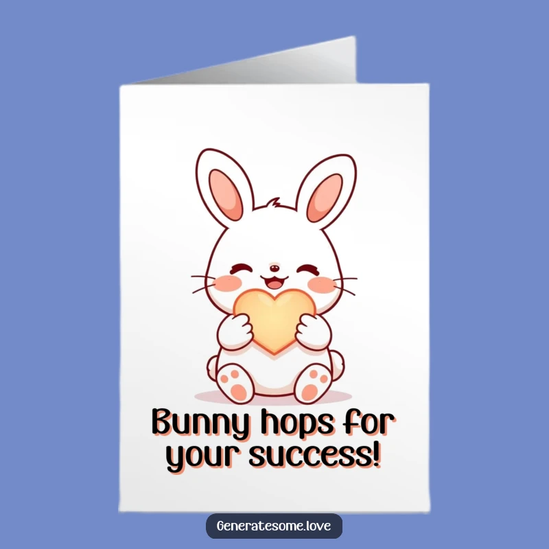 Free Printable Congrats Card: Bunny with Heart, Happy & Funny Downloadable Greeting for Big Cheers