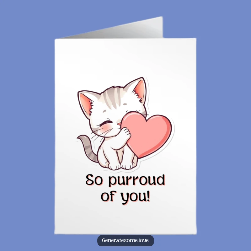 Free Printable Congrats Card: Kitten & Heart, Ideal Funny Downloadable Gift