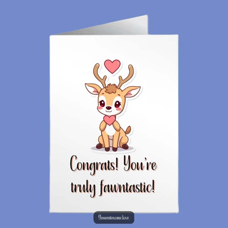 Free Printable Congratulations Card: Deer with Heart, Charming Downloadable Gift for Any Achievement