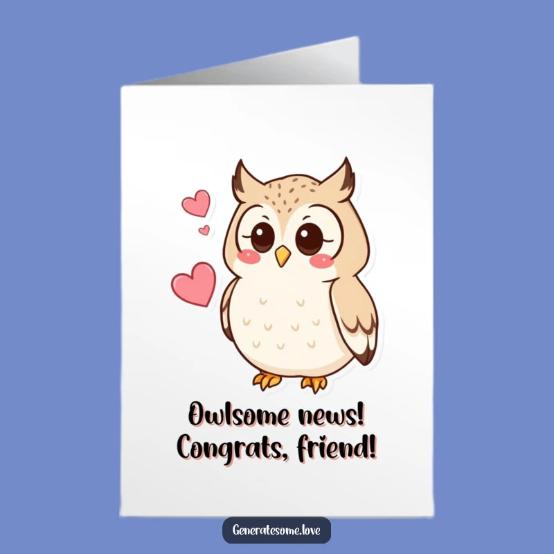 Free Printable Congratulations Card: Owl Hugs Heart, Thoughtful Downloadable Gift for Achievements