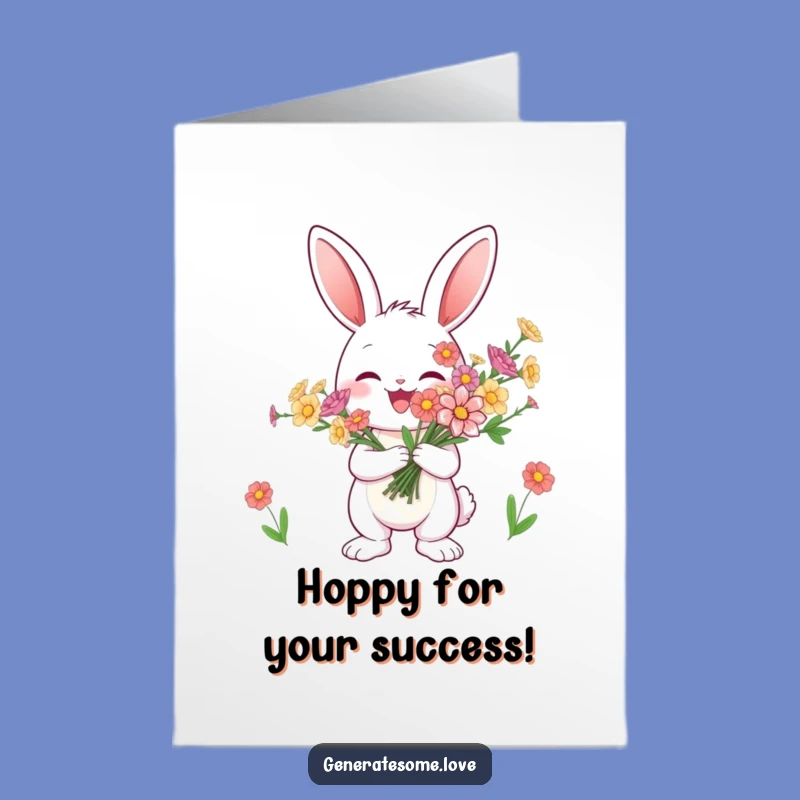 Free Printable Congrats Card: Bunny with Flowers, Ideal Funny Downloadable Gift