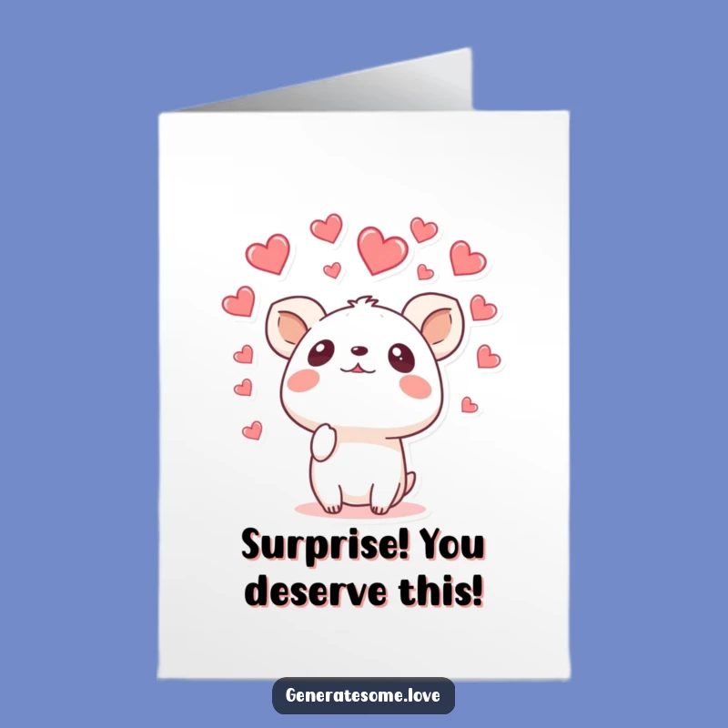 Free Printable Congrats Card, Surprised Animal Hearts, Funny Downloadable Gift for Amazing News