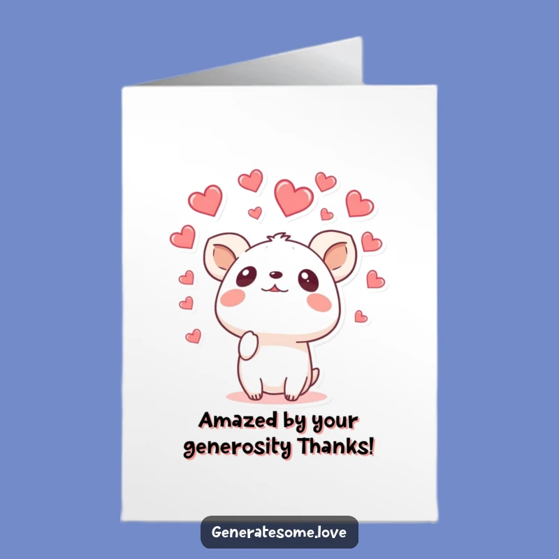 Free Printable Thank You Card, Surprised Animal Hearts, Funny Downloadable Gift for Unexpected Gratitude