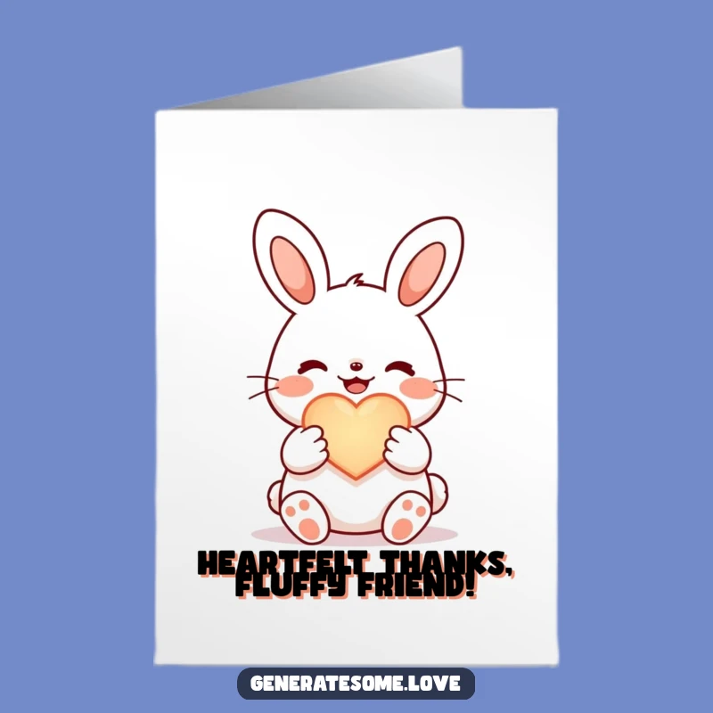 Free Printable Thank You Card: Bunny Holding Heart, Sweet & Funny Downloadable Greeting for Gratitude