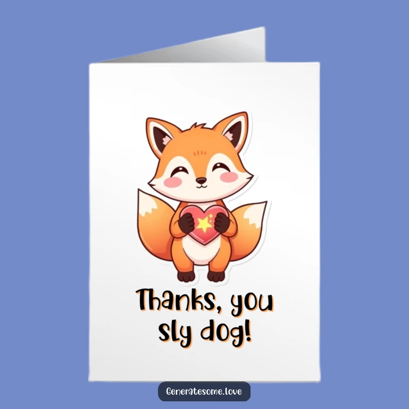 Free Printable Thank You Card: Fox Offers Sparkly Heart, Best Downloadable Gift
