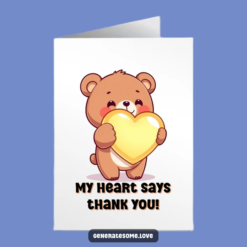 Free Printable Thank You Card: Bear's Glowing Gratitude, Funny Downloadable Gift